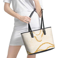 Aloha Lei Mikioi Leather Tote Bag Gold Polynesian Tribal Tatau Pattern