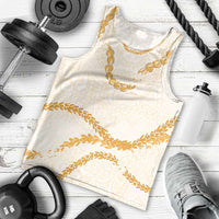 Aloha Lei Mikioi Men Tank Top Gold Polynesian Tribal Tatau Pattern
