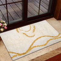 Aloha Lei Mikioi Rubber Doormat Gold Polynesian Tribal Tatau Pattern