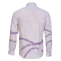 Aloha Lei Mikioi Family Matching Off The Shoulder Long Sleeve Dress and Hawaiian Shirt Purple Polynesian Tribal Tatau Pattern LT9 - Polynesian Pride