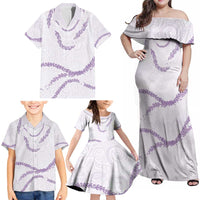 Aloha Lei Mikioi Family Matching Off Shoulder Maxi Dress and Hawaiian Shirt Purple Polynesian Tribal Tatau Pattern LT9 - Polynesian Pride
