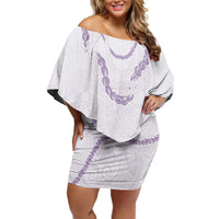Aloha Lei Mikioi Family Matching Off Shoulder Short Dress and Hawaiian Shirt Purple Polynesian Tribal Tatau Pattern LT9 Mom's Dress Purple - Polynesian Pride