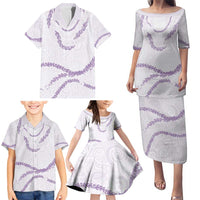 Aloha Lei Mikioi Family Matching Puletasi and Hawaiian Shirt Purple Polynesian Tribal Tatau Pattern LT9 - Polynesian Pride