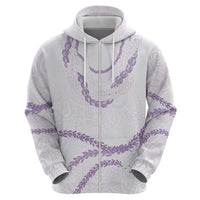 Aloha Lei Mikioi Zip Hoodie Purple Polynesian Tribal Tatau Pattern
