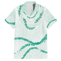 Aloha Lei Mikioi Family Matching Off The Shoulder Long Sleeve Dress and Hawaiian Shirt Sage Green Polynesian Tribal Tatau Pattern LT9 Dad's Shirt - Short Sleeve Green - Polynesian Pride