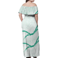 Aloha Lei Mikioi Family Matching Off Shoulder Maxi Dress and Hawaiian Shirt Sage Green Polynesian Tribal Tatau Pattern LT9 - Polynesian Pride