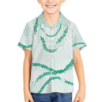 Aloha Lei Mikioi Family Matching Short Sleeve Bodycon Dress and Hawaiian Shirt Sage Green Polynesian Tribal Tatau Pattern LT9 Son's Shirt Green - Polynesian Pride