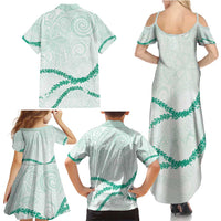 Aloha Lei Mikioi Family Matching Summer Maxi Dress and Hawaiian Shirt Sage Green Polynesian Tribal Tatau Pattern LT9 - Polynesian Pride