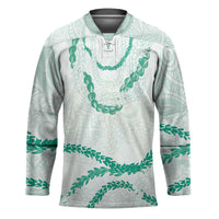 Aloha Lei Mikioi Hockey Jersey Sage Green Polynesian Tribal Tatau Pattern - Polynesian Pride
