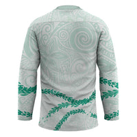 Aloha Lei Mikioi Hockey Jersey Sage Green Polynesian Tribal Tatau Pattern - Polynesian Pride