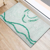 Aloha Lei Mikioi Rubber Doormat Sage Green Polynesian Tribal Tatau Pattern