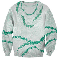 Aloha Lei Mikioi Sweatshirt Sage Green Polynesian Tribal Tatau Pattern