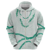 Aloha Lei Mikioi Zip Hoodie Sage Green Polynesian Tribal Tatau Pattern LT9 - Polynesian Pride