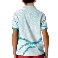 Aloha Lei Mikioi Kid Polo Shirt Teal Polynesian Tribal Tatau Pattern