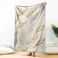 Aloha Pakalana and Puakenikeni Lei Blanket Beige Hawaiian Pattern