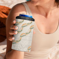 Aloha Pakalana and Puakenikeni Lei 4 in 1 Can Cooler Tumbler Beige Hawaiian Pattern