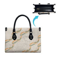 Aloha Pakalana and Puakenikeni Lei Leather Bag Beige Hawaiian Pattern - Polynesian Pride