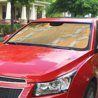 Aloha Pakalana and Puakenikeni Lei Auto Sun Shade Gold Hawaiian Pattern - Polynesian Pride