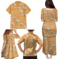 Aloha Pakalana and Puakenikeni Lei Family Matching Puletasi and Hawaiian Shirt Gold Hawaiian Pattern LT9 - Polynesian Pride