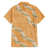 Aloha Pakalana and Puakenikeni Lei Family Matching Short Sleeve Bodycon Dress and Hawaiian Shirt Gold Hawaiian Pattern LT9 - Polynesian Pride