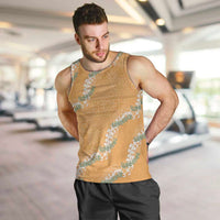 Aloha Pakalana and Puakenikeni Lei Men Tank Top Gold Hawaiian Pattern
