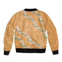Aloha Pakalana and Puakenikeni Lei Sleeve Zip Bomber Jacket Gold Hawaiian Pattern LT9 - Polynesian Pride