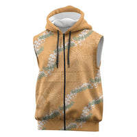 Aloha Pakalana and Puakenikeni Lei Sleeveless Zip Hoodie Gold Hawaiian Pattern LT9 Gold - Polynesian Pride
