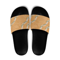 Aloha Pakalana and Puakenikeni Lei Slide Sandals Gold Hawaiian Pattern LT9 Gold - Polynesian Pride