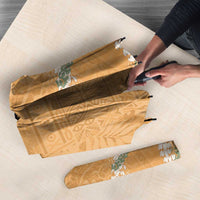 Aloha Pakalana and Puakenikeni Lei Umbrella Gold Hawaiian Pattern - Polynesian Pride