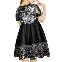 Personalised New Zealand Potae Pango Cricket Kid Short Sleeve Dress Special Maori Hei Tiki Tribal Tattoo LT9 - Polynesian Pride