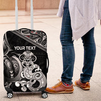 Personalised New Zealand Potae Pango Cricket Luggage Cover Special Maori Hei Tiki Tribal Tattoo LT9 Black - Polynesian Pride