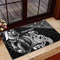 Personalised New Zealand Potae Pango Cricket Rubber Doormat Special Maori Hei Tiki Tribal Tattoo