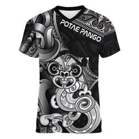 Personalised New Zealand Potae Pango Cricket Women V-Neck T-Shirt Special Maori Hei Tiki Tribal Tattoo