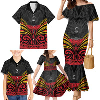 Custom Papua New Guinea Cricket Family Matching Mermaid Dress and Hawaiian Shirt PNG Emblem Mix Polyneisan Pattern LT9 - Polynesian Pride