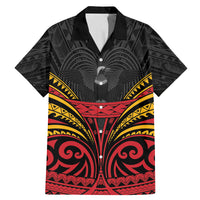 Custom Papua New Guinea Cricket Family Matching Mermaid Dress and Hawaiian Shirt PNG Emblem Mix Polyneisan Pattern LT9 Dad's Shirt - Short Sleeve Black - Polynesian Pride
