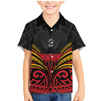 Custom Papua New Guinea Cricket Family Matching Mermaid Dress and Hawaiian Shirt PNG Emblem Mix Polyneisan Pattern LT9 Son's Shirt Black - Polynesian Pride