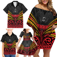 Custom Papua New Guinea Cricket Family Matching Off Shoulder Short Dress and Hawaiian Shirt PNG Emblem Mix Polyneisan Pattern LT9 - Polynesian Pride
