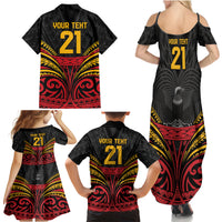 Custom Papua New Guinea Cricket Family Matching Summer Maxi Dress and Hawaiian Shirt PNG Emblem Mix Polyneisan Pattern LT9 - Polynesian Pride