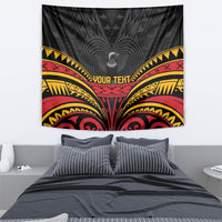 Custom Papua New Guinea Cricket Tapestry PNG Emblem Mix Polyneisan Pattern