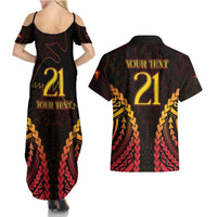 Custom Papua New Guinea Cricket Couples Matching Summer Maxi Dress and Hawaiian Shirt Go Barramundis LT9 - Polynesian Pride
