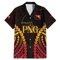 Custom Papua New Guinea Cricket Family Matching Mermaid Dress and Hawaiian Shirt Go Barramundis LT9 Dad's Shirt - Short Sleeve Black - Polynesian Pride