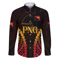 Custom Papua New Guinea Cricket Family Matching Off Shoulder Maxi Dress and Hawaiian Shirt Go Barramundis LT9 Dad's Shirt - Long Sleeve Black - Polynesian Pride