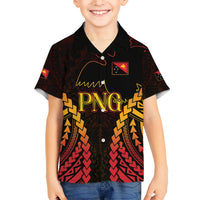 Custom Papua New Guinea Cricket Family Matching Short Sleeve Bodycon Dress and Hawaiian Shirt Go Barramundis LT9 Son's Shirt Black - Polynesian Pride