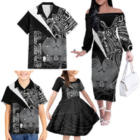Custom Papua New Guinea Cricket Family Matching Off The Shoulder Long Sleeve Dress and Hawaiian Shirt Tribal Bird of Paradise Tattoo LT9 - Polynesian Pride