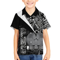 Custom Papua New Guinea Cricket Family Matching Short Sleeve Bodycon Dress and Hawaiian Shirt Tribal Bird of Paradise Tattoo LT9 Son's Shirt Black - Polynesian Pride