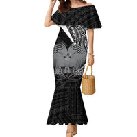 Custom Papua New Guinea Cricket Mermaid Dress Tribal Bird of Paradise Tattoo LT9 Women Black - Polynesian Pride