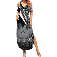 Custom Papua New Guinea Cricket Summer Maxi Dress Tribal Bird of Paradise Tattoo LT9 Women Black - Polynesian Pride