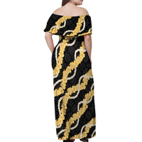 Aloha Melemele Hibiscus Pikake Lei Off Shoulder Maxi Dress Hawaiian Quilt Pattern