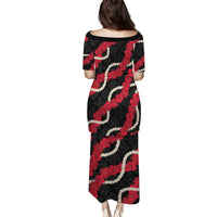 Aloha Ula'ula Hibiscus Pikake Lei Family Matching Puletasi and Hawaiian Shirt Hawaiian Quilt Pattern