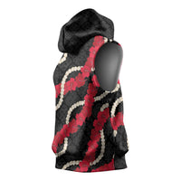 Aloha Ula'ula Hibiscus Pikake Lei Sleeveless Hoodie Hawaiian Quilt Pattern